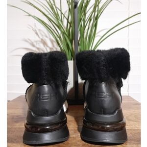 ASH Original Fur Trim Wedge Suede Designer Sneakers sz 39 US 8